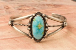 Genuine Sonoran Gold Turquoise Sterling Silver Navajo Bracelet